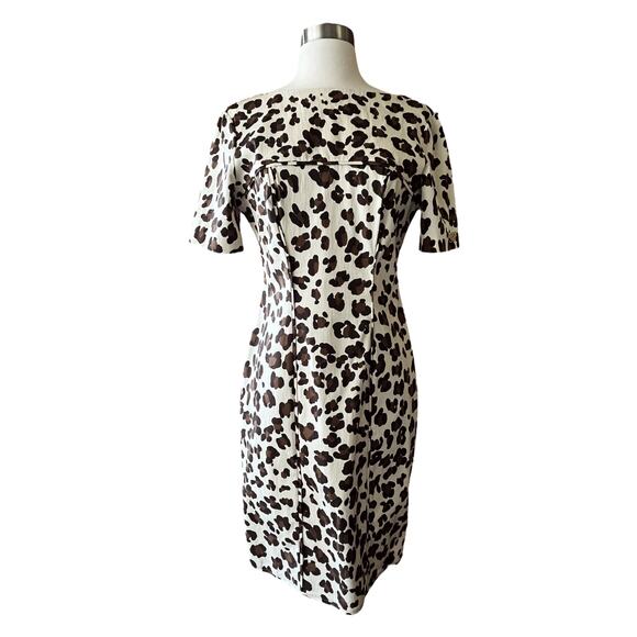 BLUEMARINE Animal Print Dress Sheath Brown Short Sleeve Italy Designer IT46 US10 - Picture 10 of 10